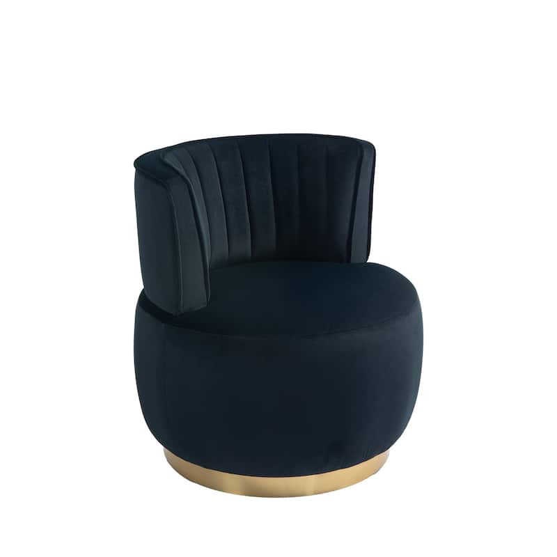 Black 25.2" Upholstered 360° Swivel Barrel Chair