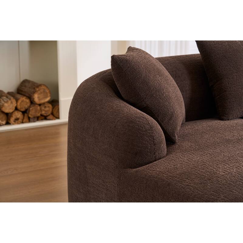 98.4" Chenille L-Shaped 3-Seater Sofa with Chaise Lounge and 4 Pillows