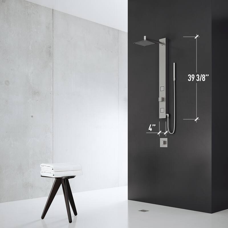 VIGO Orchid 39" H x 4" W 2-Jet Retro Shower Panel with Square Shower Head