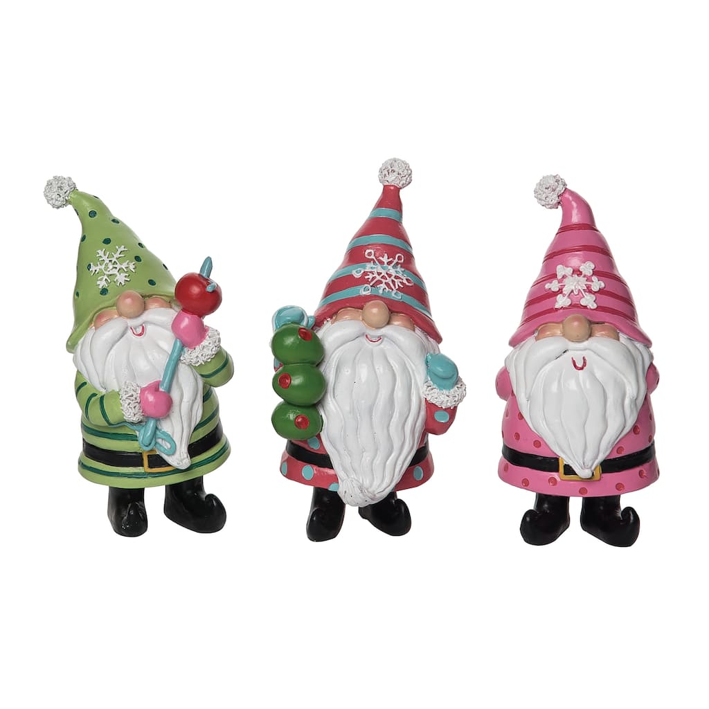 Transpac Resin Bright Gnome Figurine Set of 3 Christmas Home Decorations