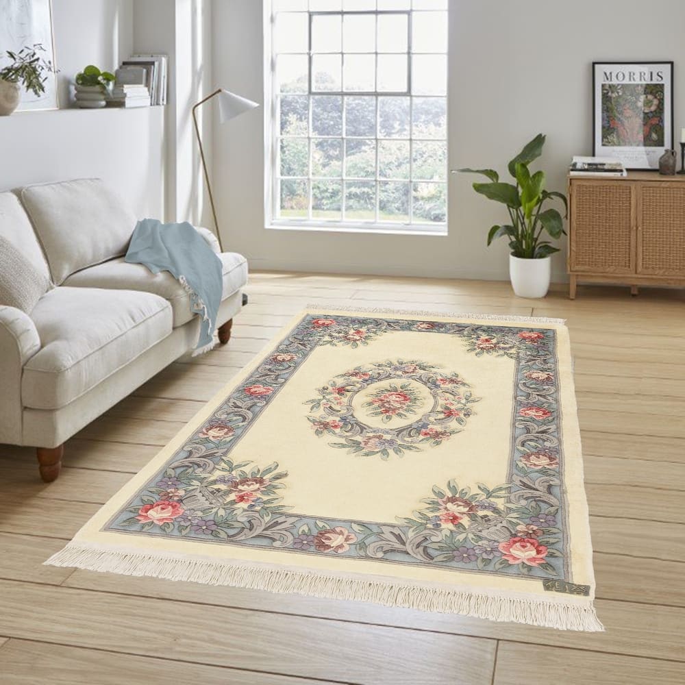 Gertmenian Orient Estate Hand Made Traditional Floral Border Medallion Hand Knot Wool Area Rug Collection