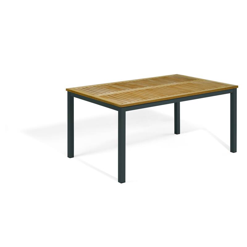 Oxford Garden Travira 63-inch Natural Tekwood Top Square Dining Table with Powder-Coated Aluminum Frame - Carbon