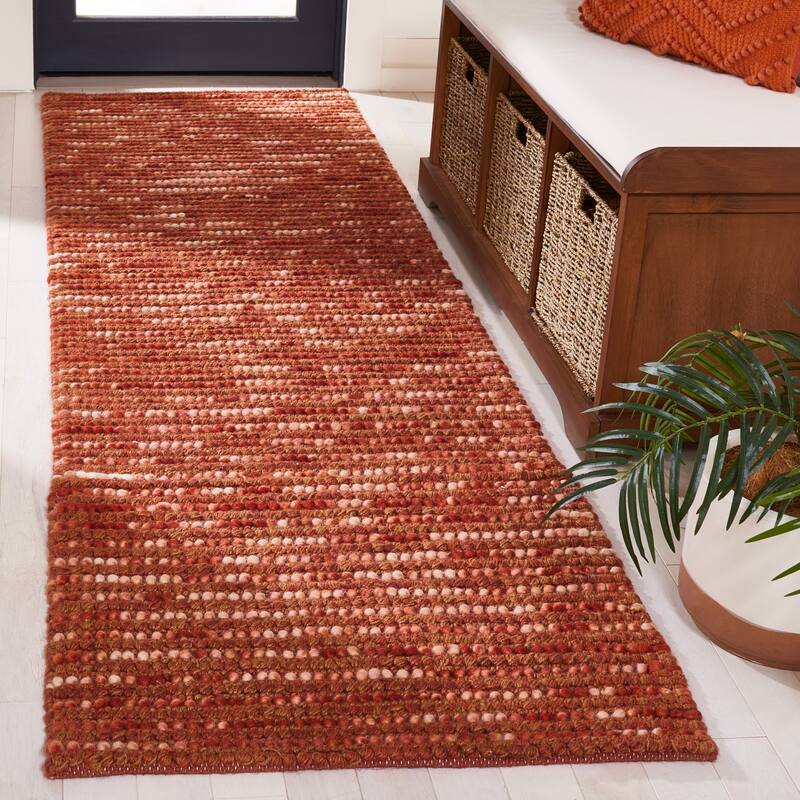 SAFAVIEH Handmade Bohemian Jelisava Jute & Wool Area Rug - 2'6" x 8' Runner - Rust/Multi