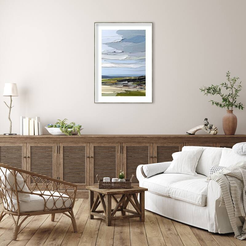 Bold Brushstrokes Landscape I by Tradelink inhouse artist Wood Framed Wall Art Print - Lucie Silver White