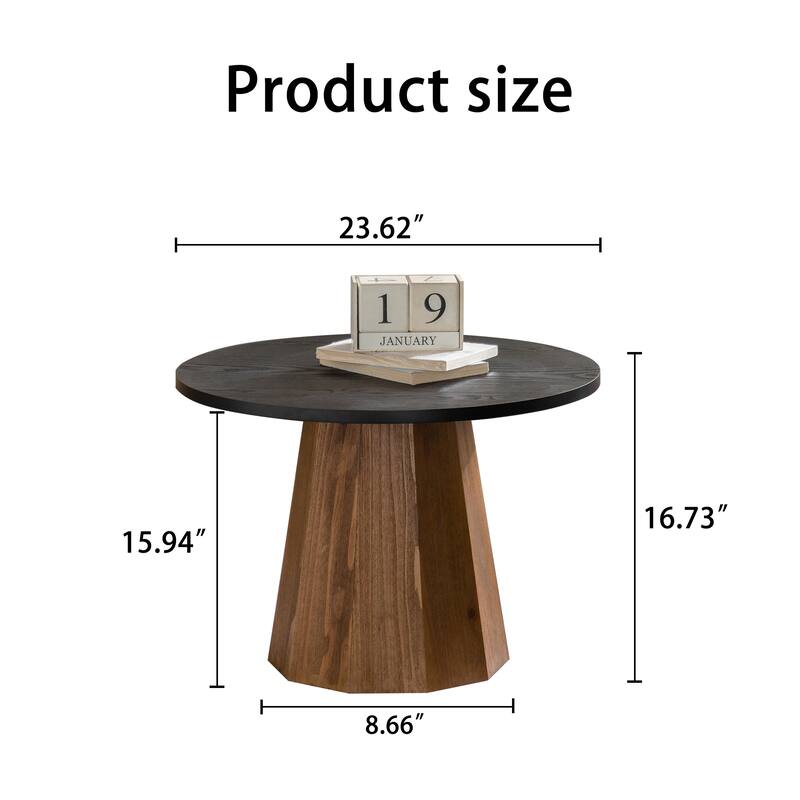 23.62" Wood Round Coffee Table for Living Room, Modern Circle Center Table Mid-Century Sofa Side Coffee Tables for Apartment