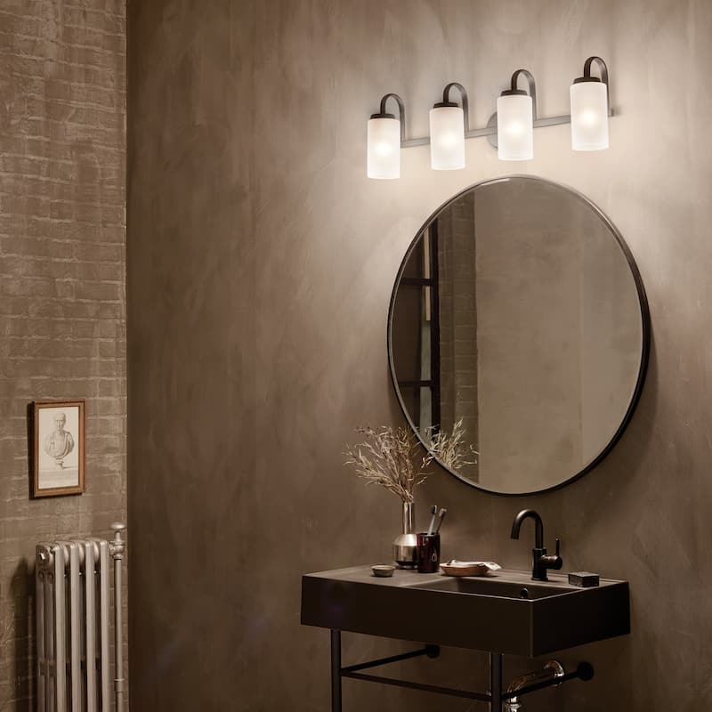 Kichler Lighting Kennewick 4-Light Vanity Light Black with Etched Glass