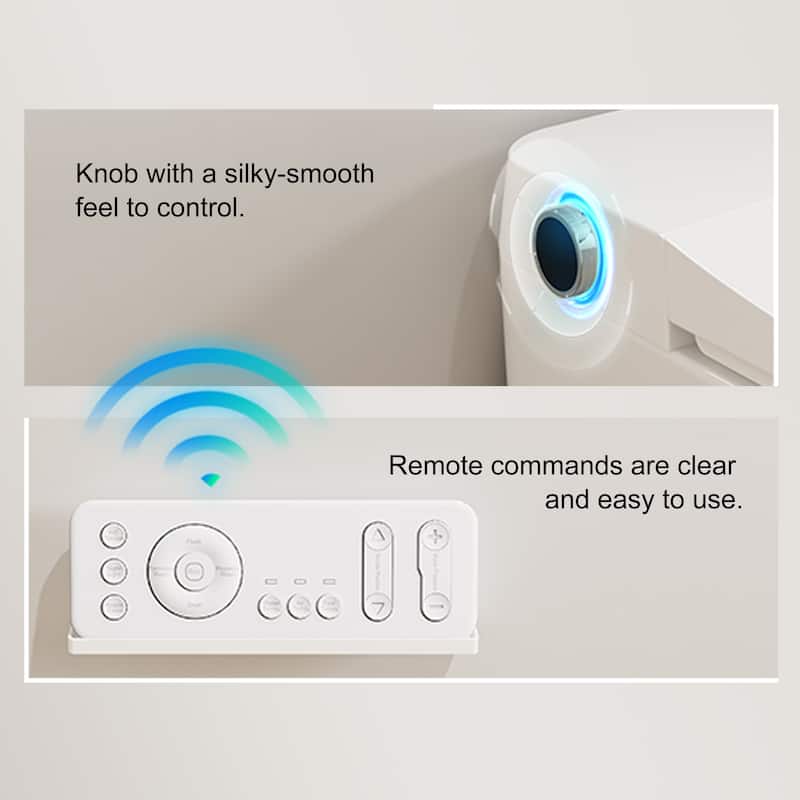 HOROW Elongated Smart Bidet Toilet in White with Auto Open Close Auto Flush Heated Seat and Remote Control - N/A