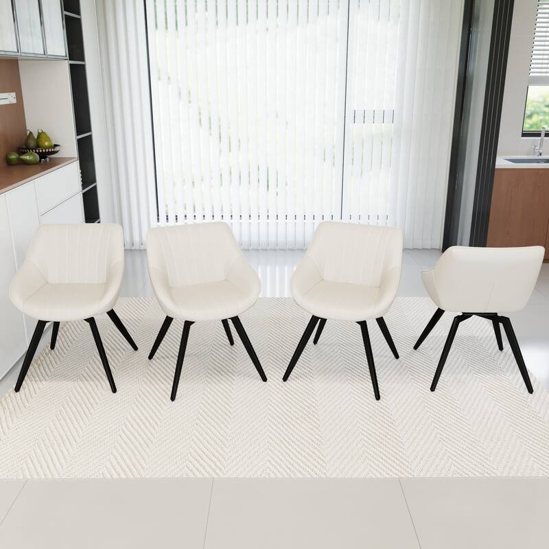A set of 4 dining chairs, medieval modern kitchen dining chair, PU decorative chairs with black metal legs, suitable for
