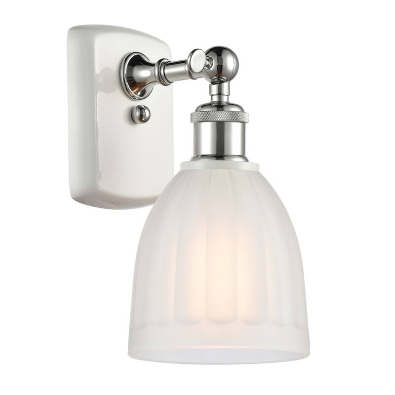 Innovations Lighting Brookfield 9" Tall Bathroom Sconce - White and Polished Chrome