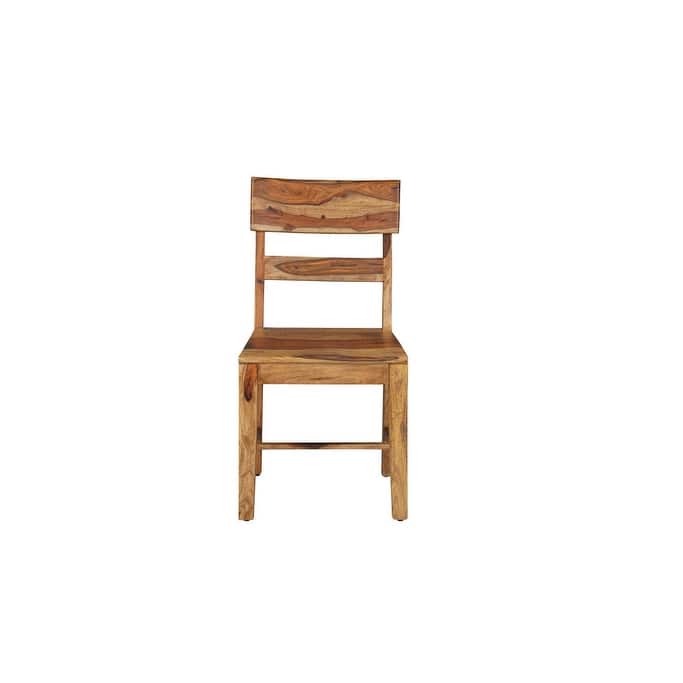 HomeRoots Set of Two Brown Solid Wood Ladder Back Dining Side Chairs - 18.00 in. x 36.00 in. x 18.00 in.