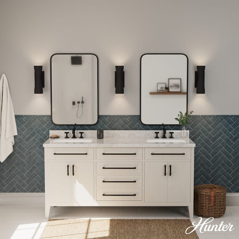 Hunter Zola Black 2-Light Wall Sconce - Bathroom, Bedroom, Dining Room, Hallway - Modern - Designer!