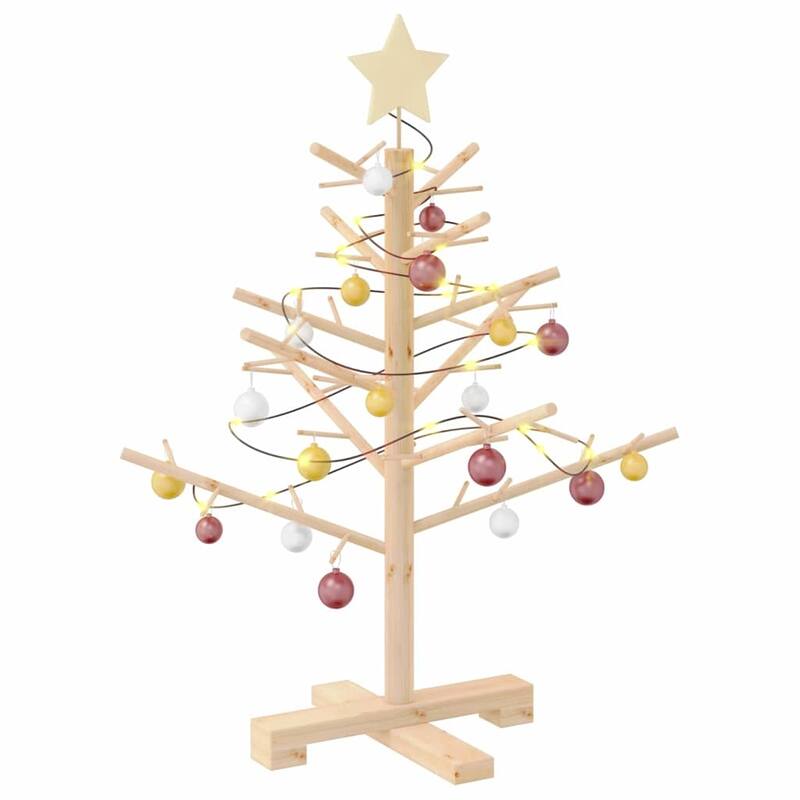 vidaXL Wooden Christmas Tree with Stand Natural/Brown Solid pine wood