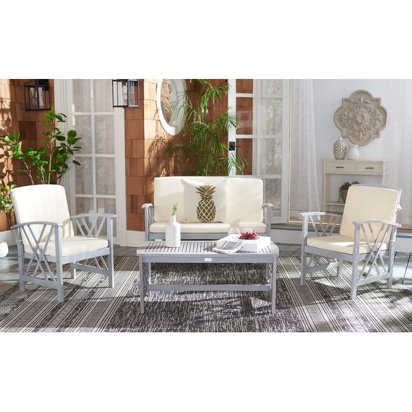 slide 2 of 6, SAFAVIEH Outdoor Living Fontana Grey Wash/ Beige 4-piece Patio Set