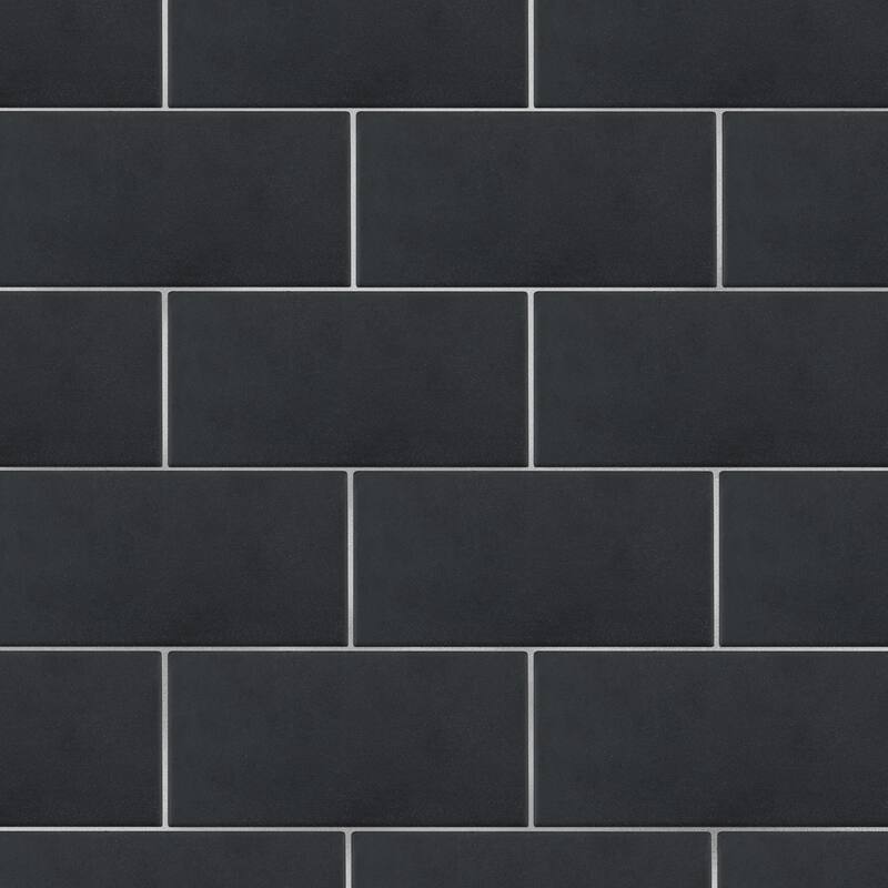 Merola Tile Piscina Brick Matte Nero 9-5/8" x 19-1/2" Porcelain Floor and Wall Tile