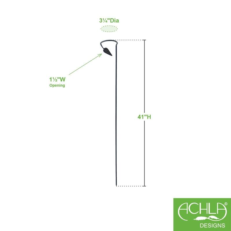 Achla Designs 40" H Black Wrought Iron Plant Stakes (Set of 6), Powder Coated Finish, Garden Accessory Tool