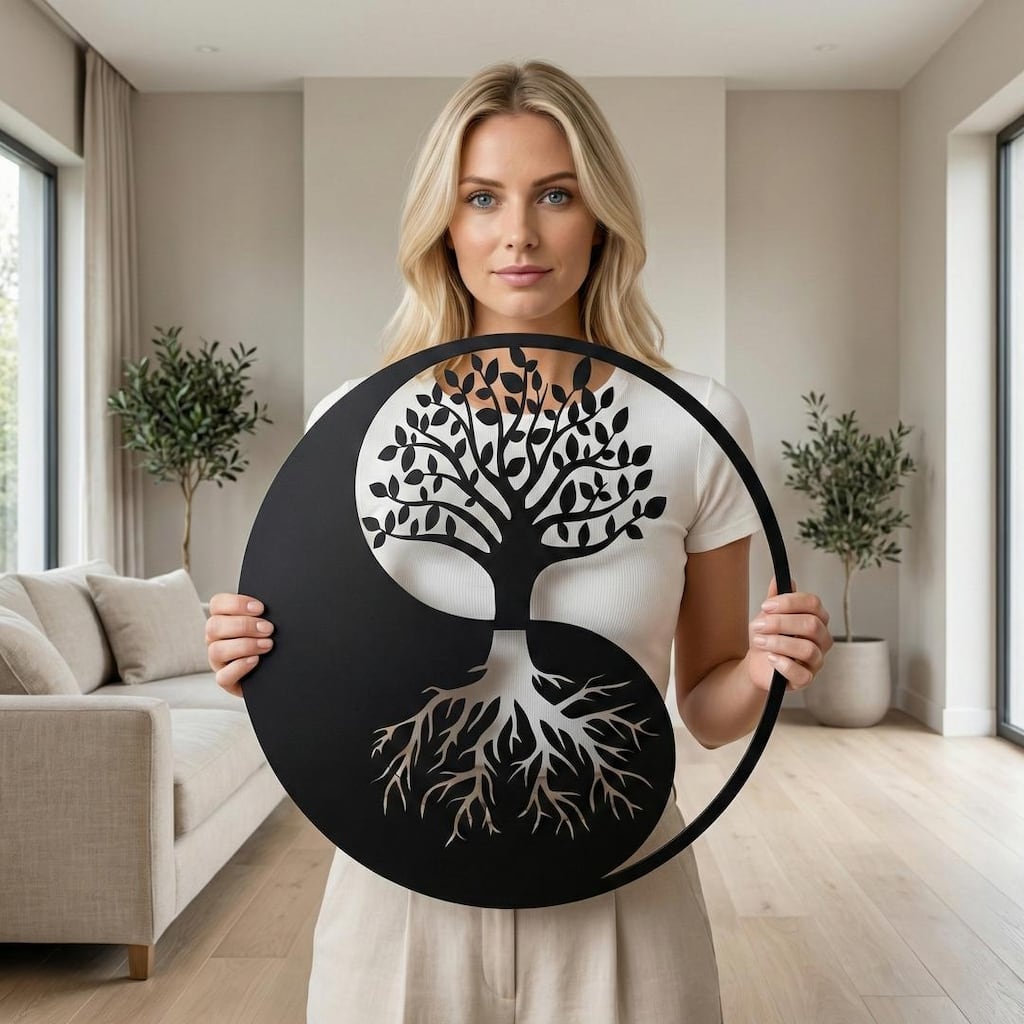 Yin Yang Metal Wall Decor for Home and Outside - Wall-Mounted Geometric Wall Art Decor