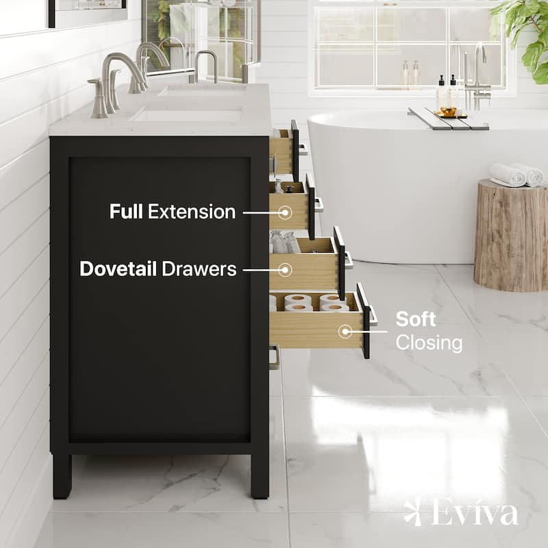 Aberdeen 48 in. Double Sink Vanity with Carrara Quartz Top & Undermount Sinks