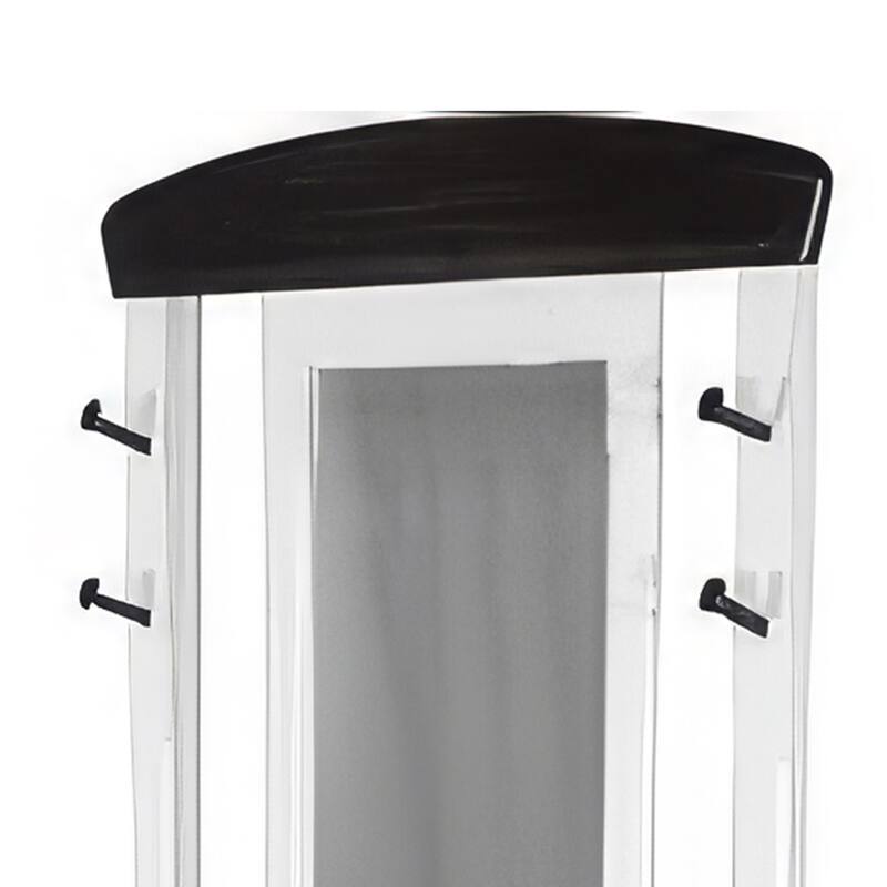 Orso Foyer Hall Tree Coat Hanger w Mirror, Storage Bench, White, Brown