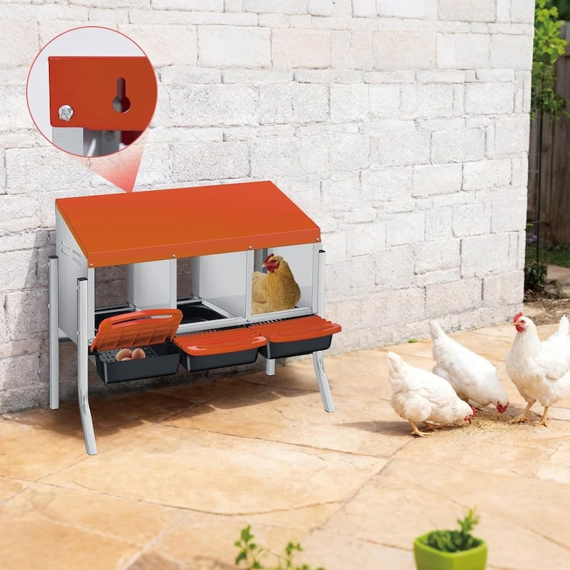 3 Holes Egg-Laying Boxes Nesting Boxes for Chickens Coops with Legs