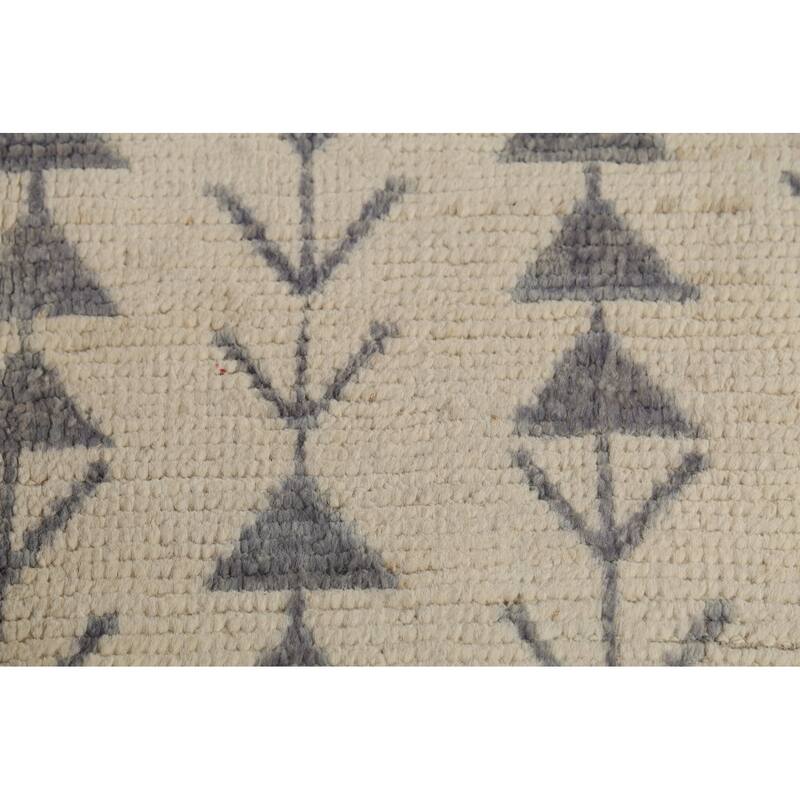 Ivory Moroccan Area Rug Handmade Geometric Wool Carpet - 5'11"x 9'10"