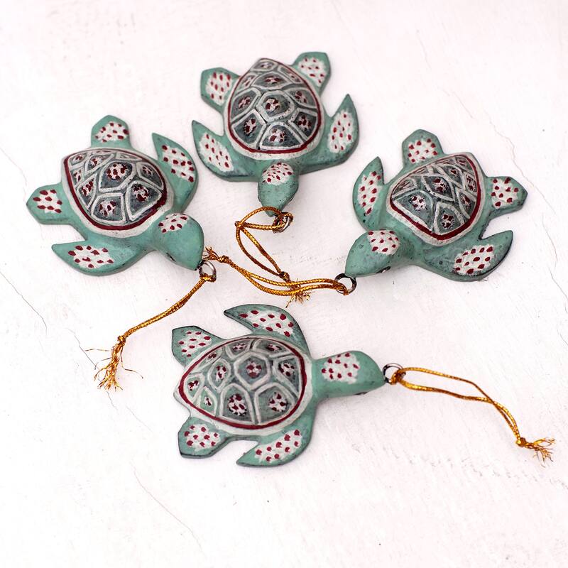 Novica Handmade Baby Shells Wood Ornaments (Set Of 4)