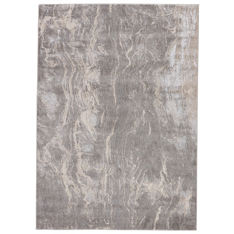 Druzy Abstract Area Rug - 2'2" x 8' Runner - Gray/Cream - Runner/Rectangle