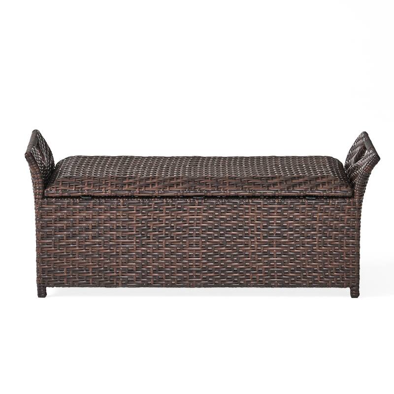 Wing Outdoor Wicker Storage Bench by Christopher Knight Home