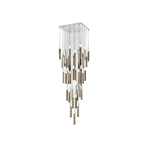 Avenue Lighting the original Glacier Avenue Collection brushed brass steel and crystal LED 41 light pendant fixture - 36