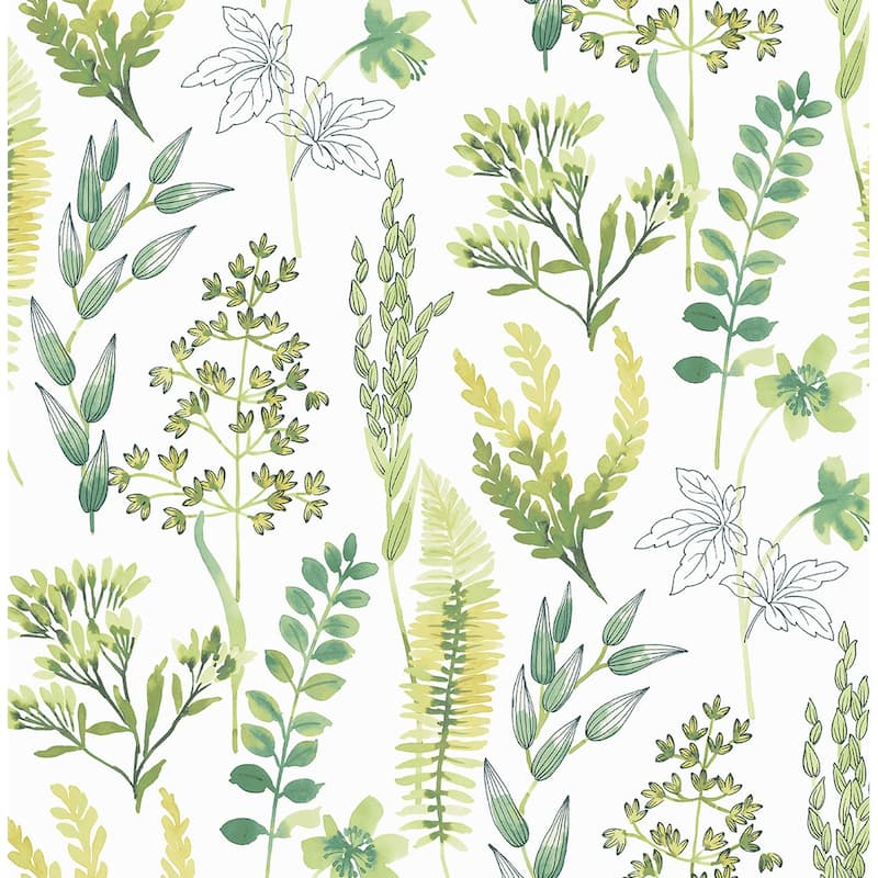 NextWall Wild Garden Peel and Stick Wallpaper - 20.5 in. W x 18 ft. L - Lemon Lime