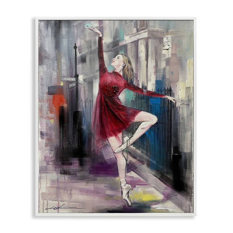 Stupell Ballet on City Street Framed Giclee Art Design By Lucille Lee - 11 x 14 - White
