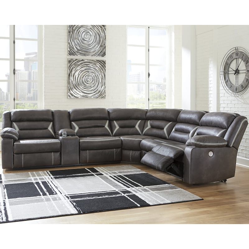 Signature Design by Ashley Kincord Black 4-Piece Power Reclining Sectional