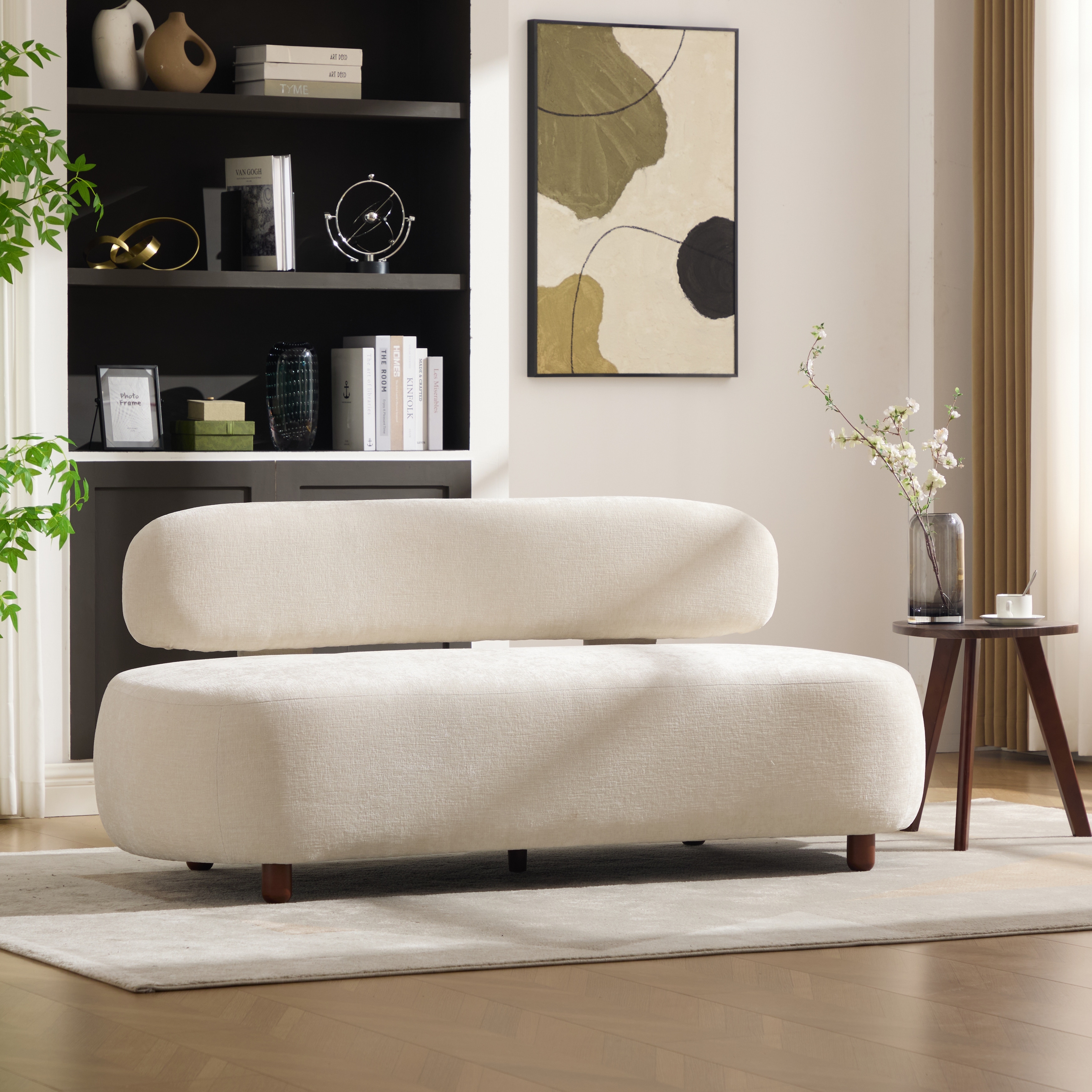 Christopher Knight Home - Lunara Sofa Upholstered with Modern Curved Design, Oval Backrest and Deep Seat Comfort