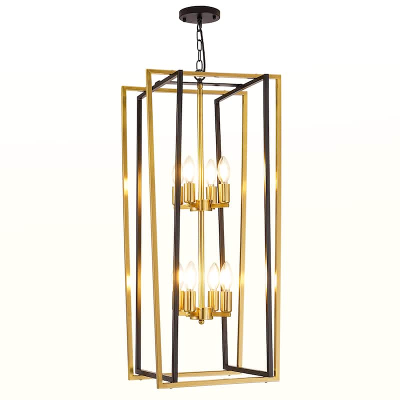 Modern Rectangle Chandelier Lantern Pendant Light Fixture