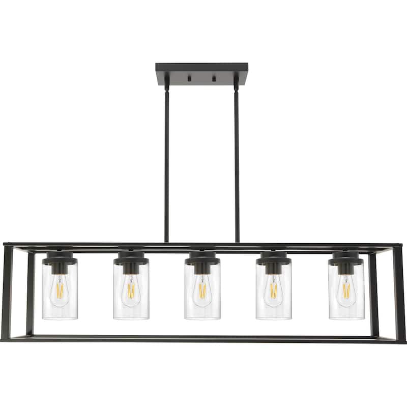 Farmhouse Chandelier 5-Light Linear Kitchen Island Lights - 5lights - black