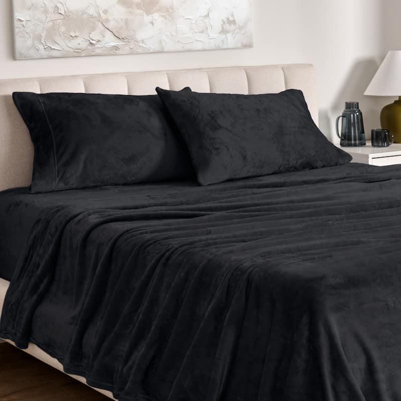 Bare Home Velvety Soft Microplush Sheet Set - King - Black