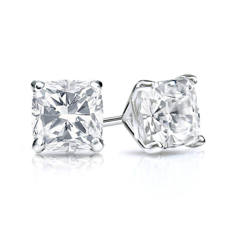 Auriya 14k Gold 1ctw Cushion Cut Diamond Stud Earrings Martini-set (H-I, SI1-SI2)