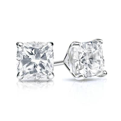 Auriya 14k Gold 1ctw Cushion Cut Diamond Stud Earrings Martini-set (H-I, SI1-SI2)