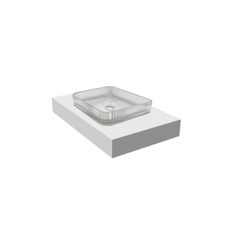 Plaza 15" Square Decorative Crystal Vessel Sinks With White Base