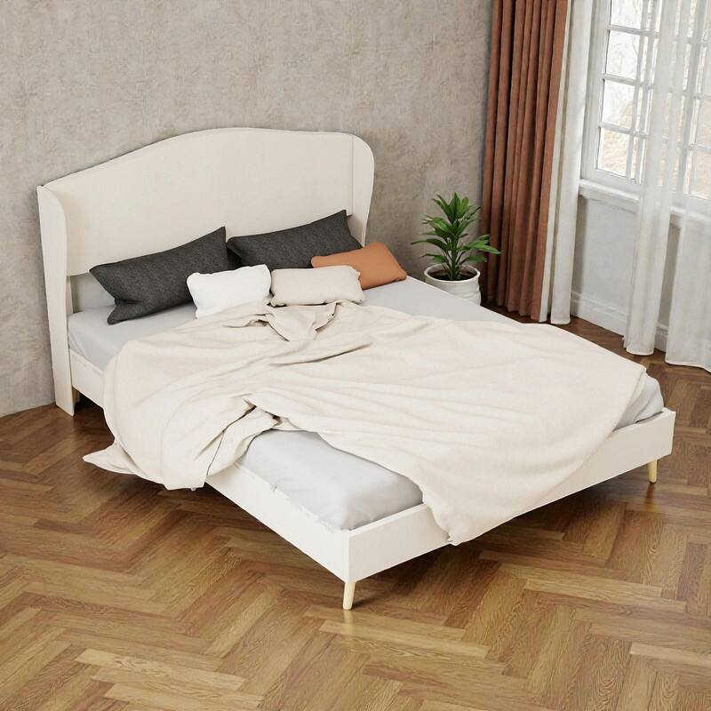 Upholstered Platform Bed with Tufted Headboard, Sturdy Noise-Free Design, Modern Bedroom Bed Frame