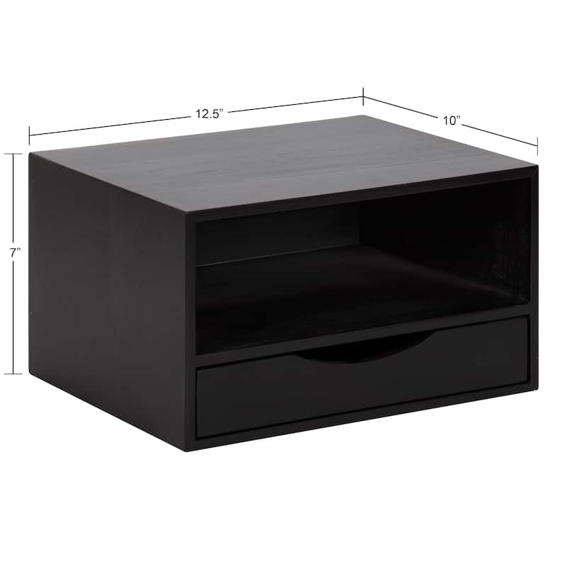 Kate and Laurel Hutton Floating Wall Shelf with Drawer - 12.5x10x7