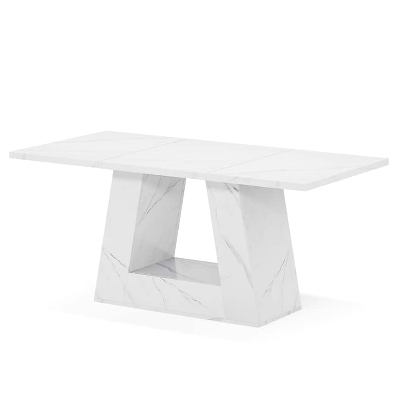 63" Modern Faux Marble Dining Table for 4-6 People - 63" L x 31.5" W x 29.53" H
