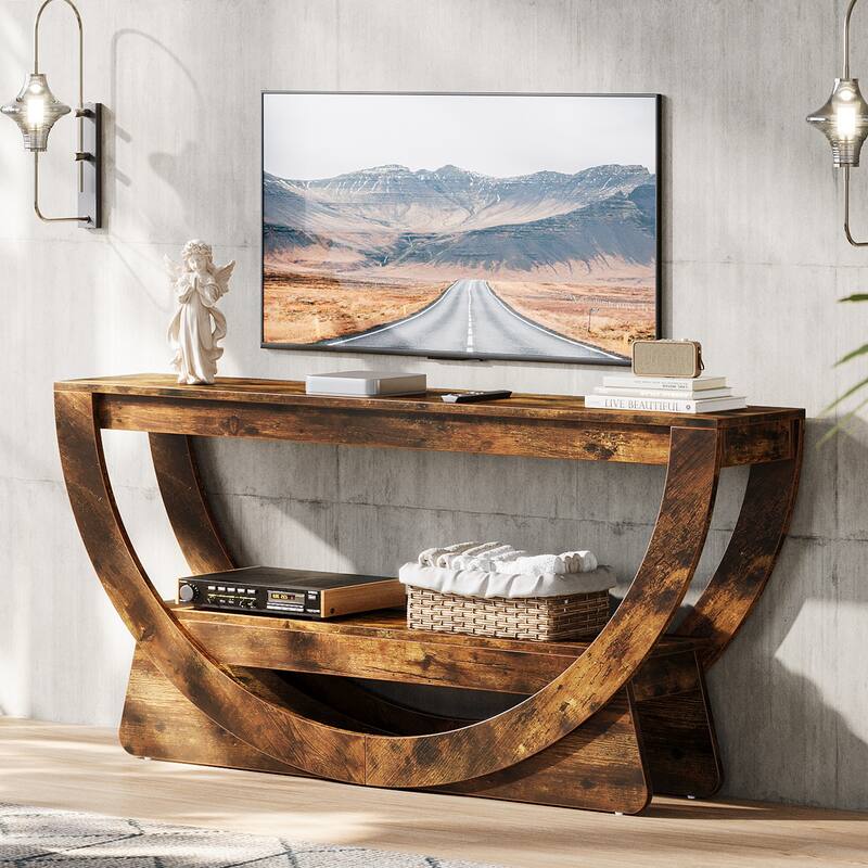 TV Stand with Storage Shelves for 55-75 Inches Television - Dark Brown