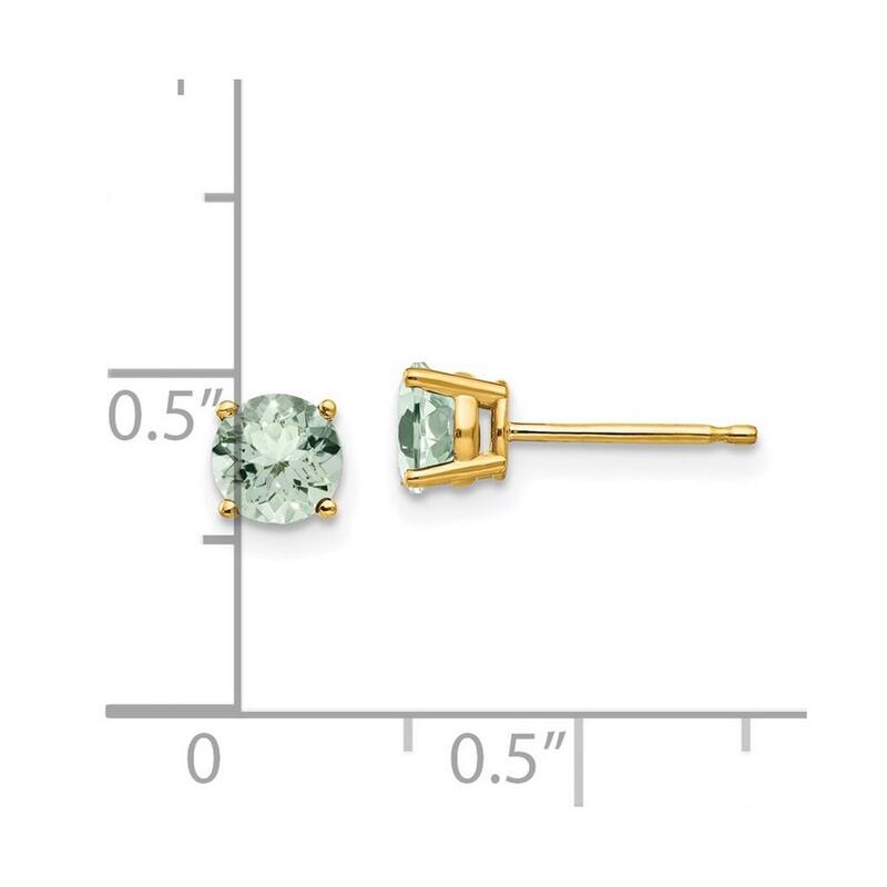 Curata 14k Yellow Gold Polished Post 5mm Round Green Amethyst Earrings