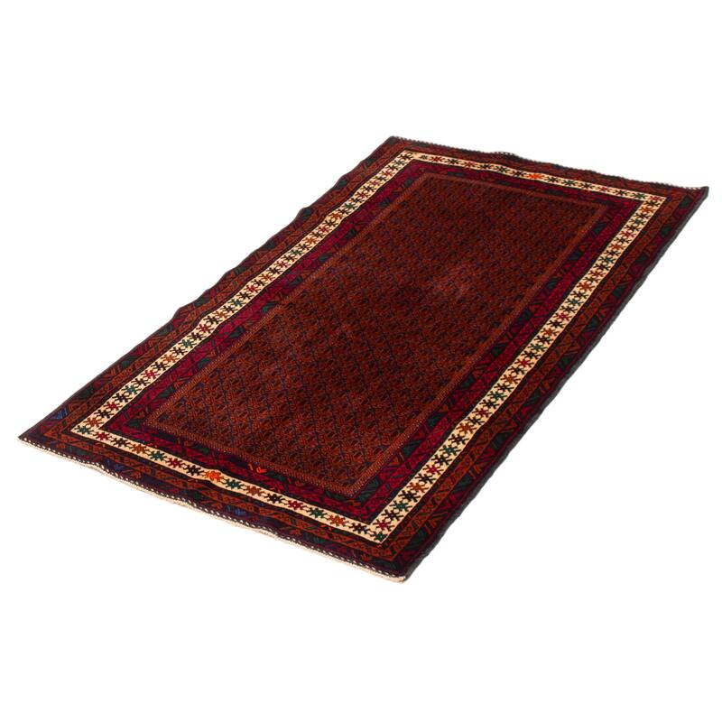 Teimani Brown, Red Rug 3'7" x 6'3" - 3'7 x 6'3