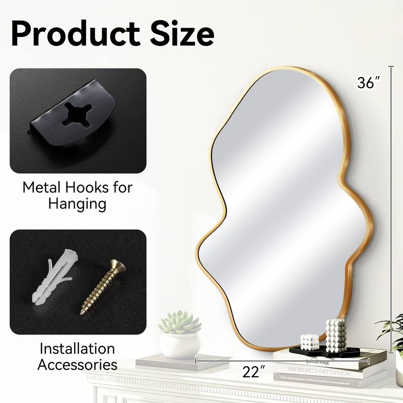 Stylish Aluminum Alloy Framed Irregular Wall Mirror