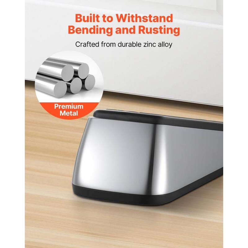 2 Pack Dual-Sided Non-Slip Door Wedge Zinc Alloy Construction with Wall Protection Bumpers