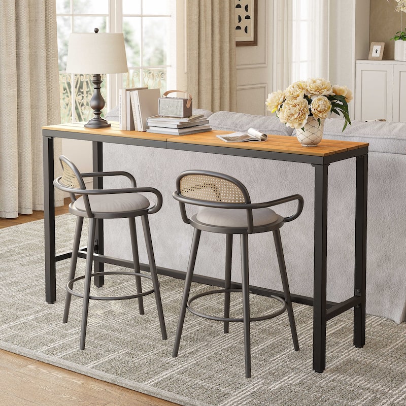 Pellebant Patio Outdoor Bar Table Rectangle Pub Table Dining Table