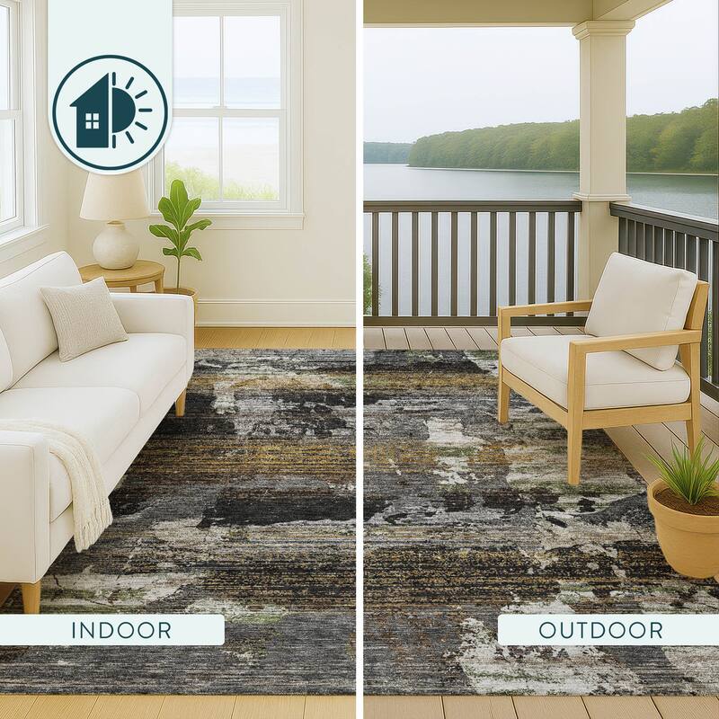 Machine Washable Indoor/ Outdoor Chic Veta Chantille Rug