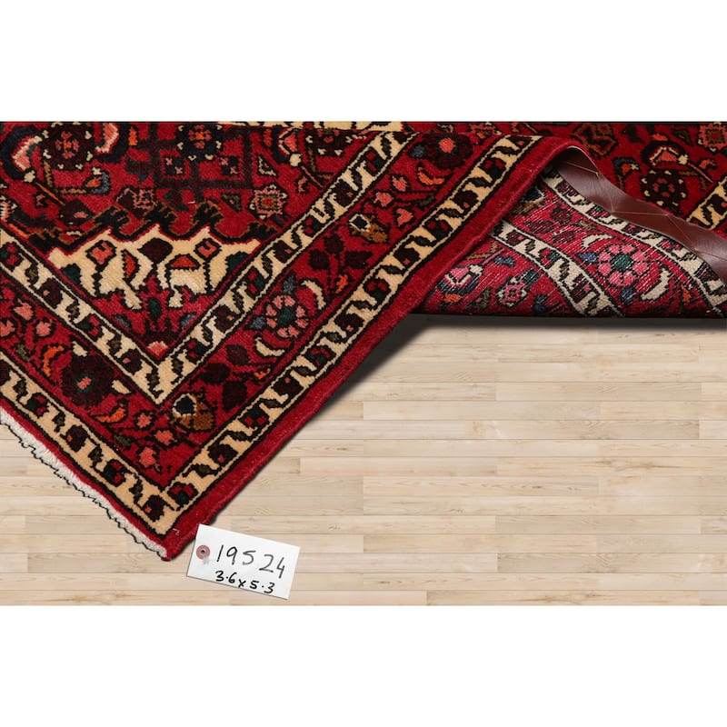 3'6''x5'3'' Hand Knotted Wool Red Abadeh Traditional Oriental Area Rug - 3' 6'' x 5' 3''
