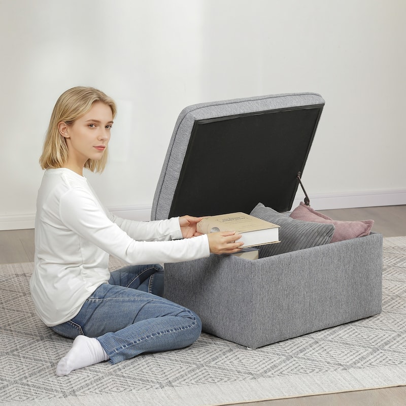 Adeco 24" Linen Storage Ottoman Bench